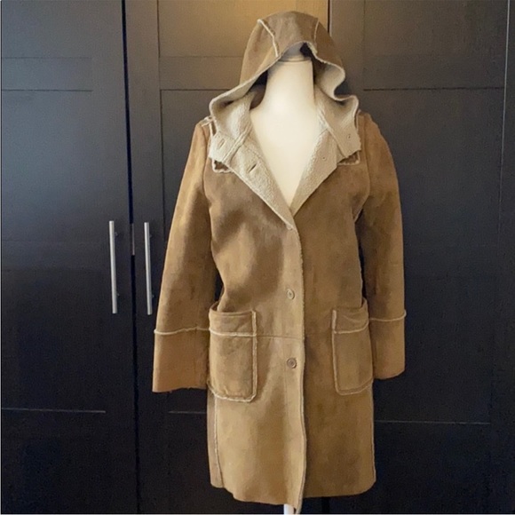 Gap Tan Suede Coat with Hood - Size Small - Picture 14 of 16